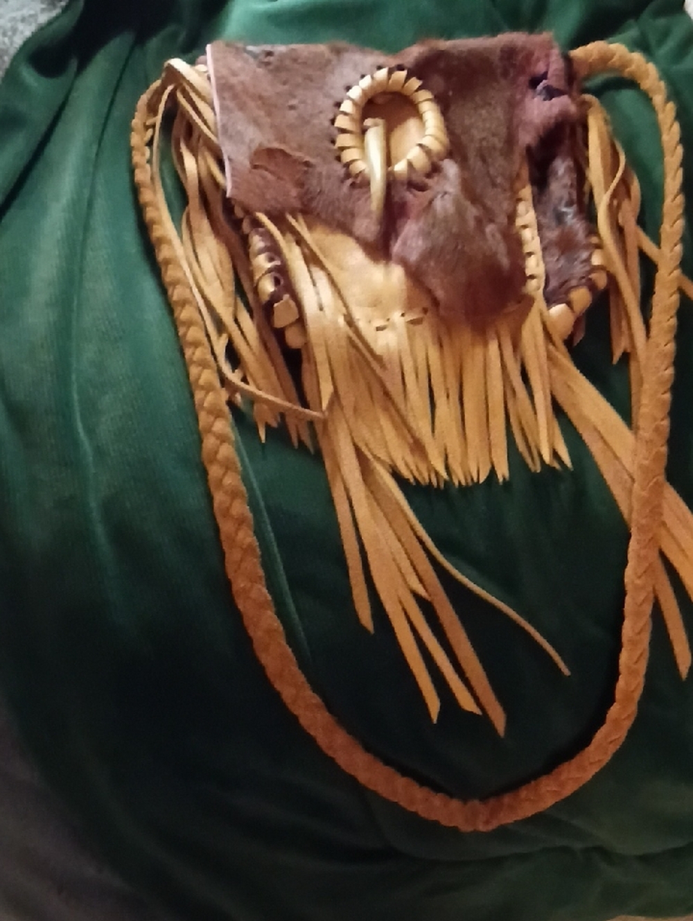 Handcrafted Brown Leather Fringe Crossbody Bag